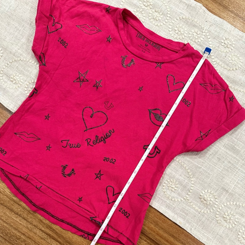 TRUE RELIGION "HEARTS & STARS" GIRLS T-SHIRT SZ 4T VERY GOOD COND. 100%AUTHENTIC